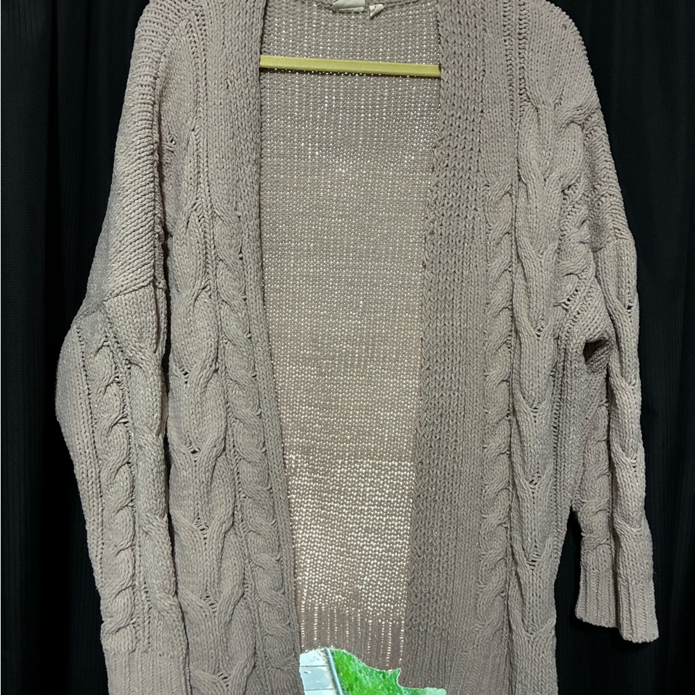 Cozy Cable Knit Cardigan Sweater - Taupe